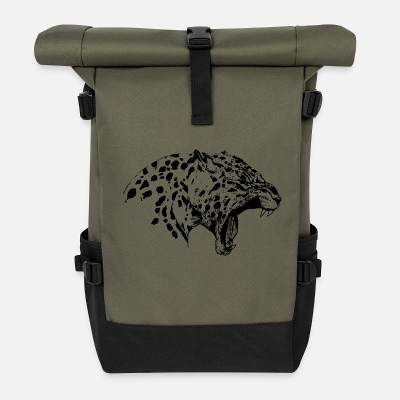 panthere - Sac à dos roll top - olive/noir