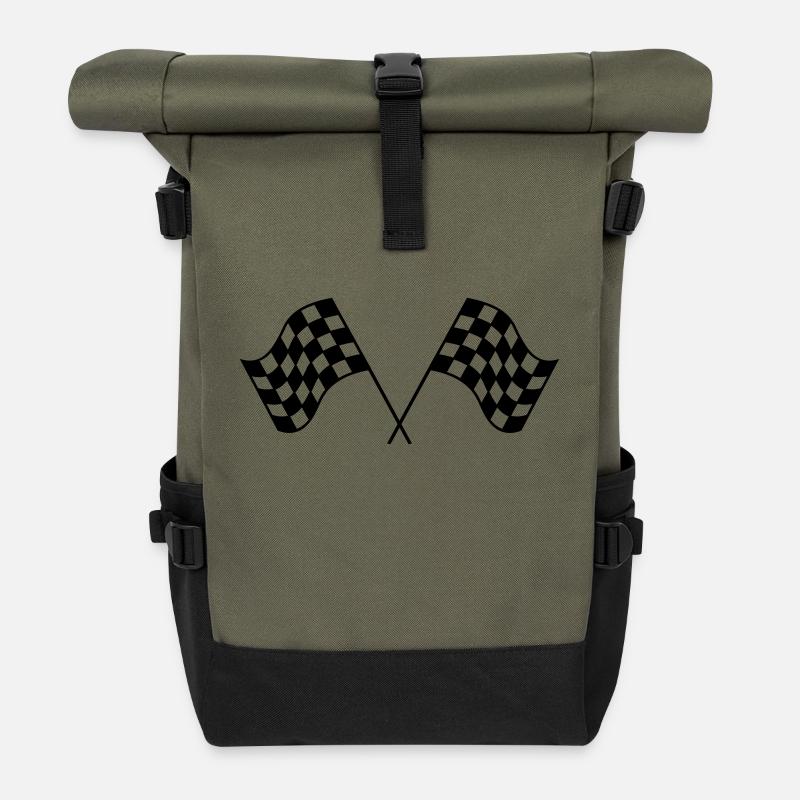 pwr_race_flag - Rolltop Rucksack - Olive/Schwarz