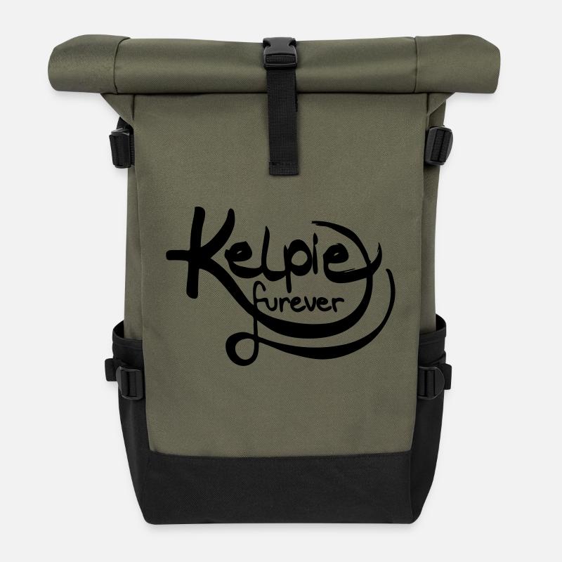 Kelpie furever - Rolltop Rucksack - Olive/Schwarz