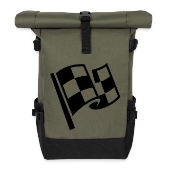 Flag Race Car Destination Motorcycle - Roll Top Backpack - olive/black - Front