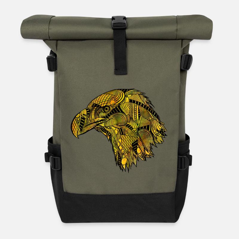 Yellow eagle - Roll Top Backpack - olive/black