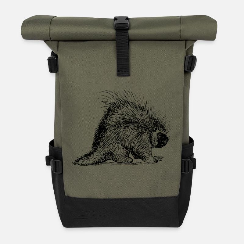 Stachelschwein - Rolltop Rucksack - Olive/Schwarz