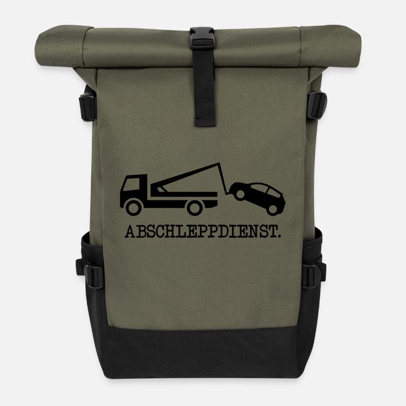 Abschleppdienst Abschleppen Flirten Party Gag LOL - Rolltop Rucksack - Olive/Schwarz