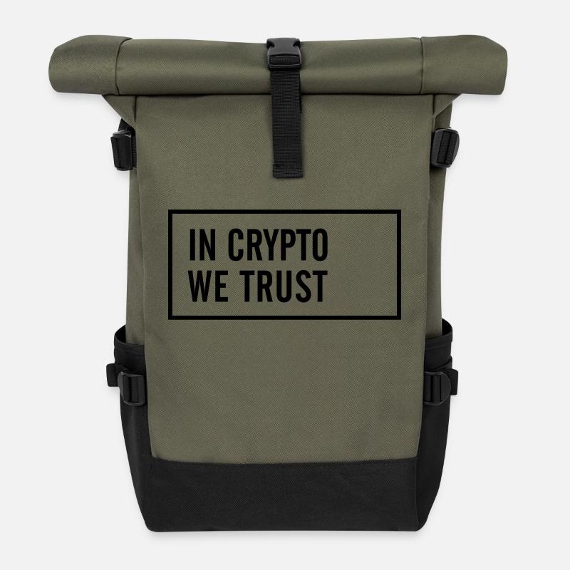 IN CRYPTO WE TRUST - Rolltop Rucksack - Olive/Schwarz