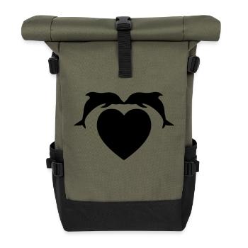 dolphin_love_f1 - Roll Top Backpack - olive/black - Front
