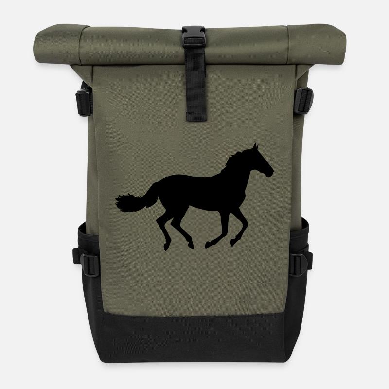 Pferd - Rolltop Rucksack - Olive/Schwarz