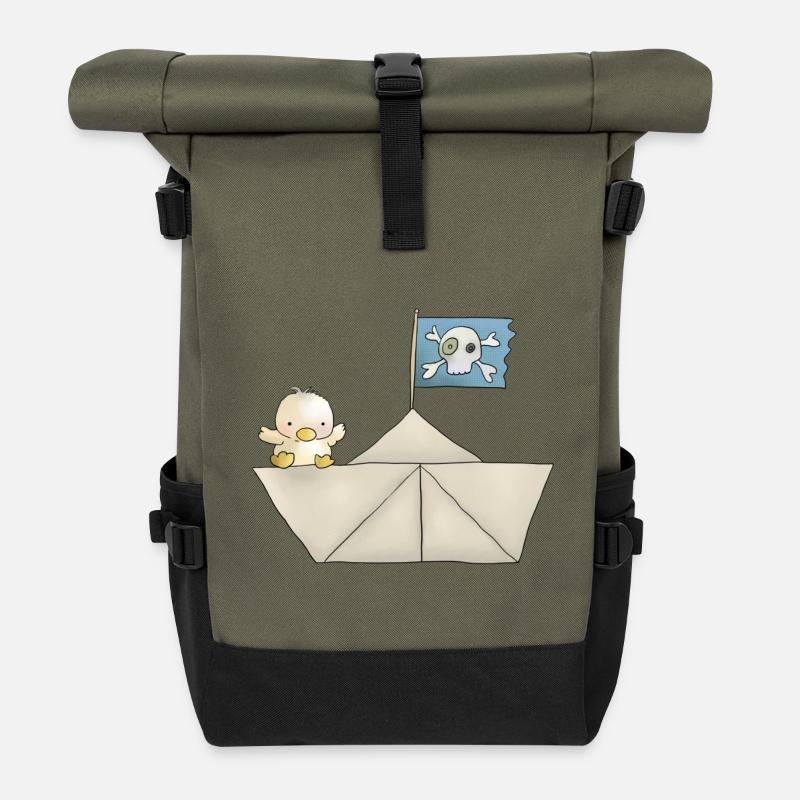 Kleiner Seeräuber - Rolltop Rucksack - Olive/Schwarz