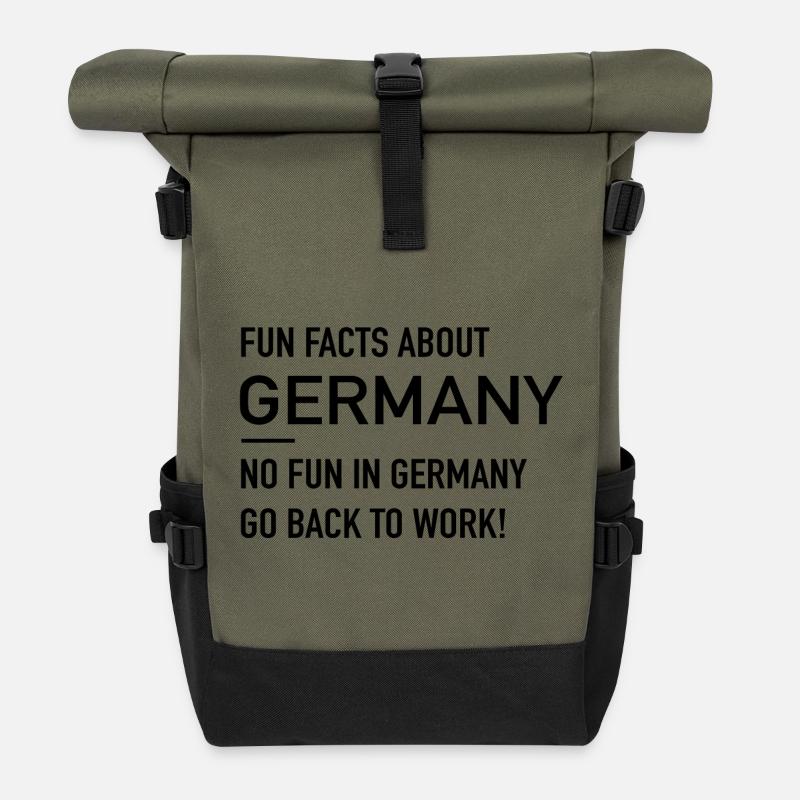 German Fun Facts - Rolltop Rucksack - Olive/Schwarz