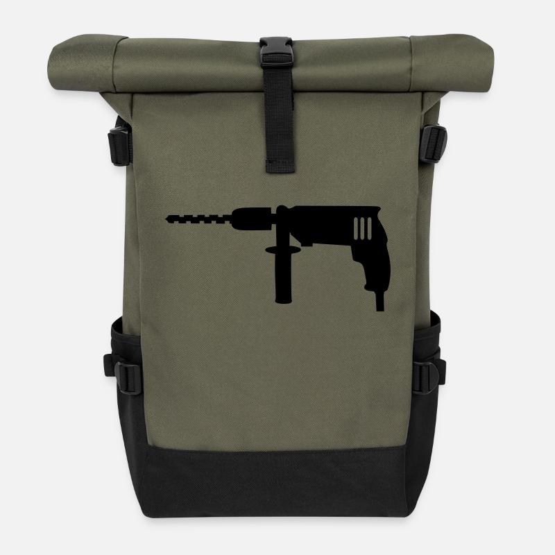 Power drill - Roll Top Backpack - olive/black