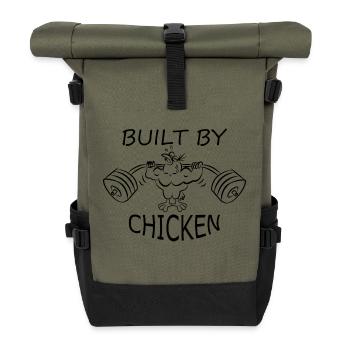 Built by chicken dumbbell gym - Roll Top Backpack - olive/black - Front