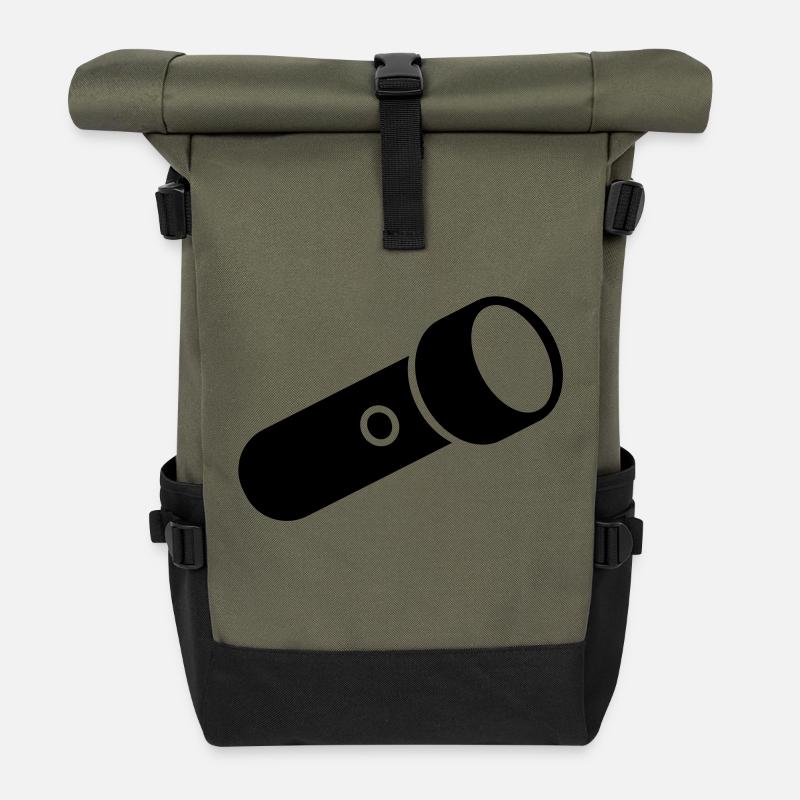 Taschenlampe - Rolltop Rucksack - Olive/Schwarz