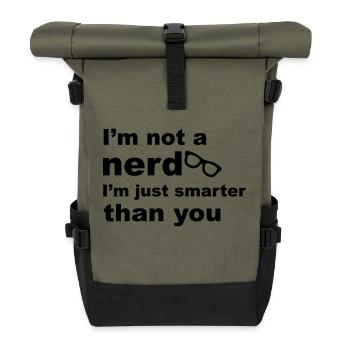 Nerd Glasses - Rolltop Rucksack - Olive/Schwarz - Vorne