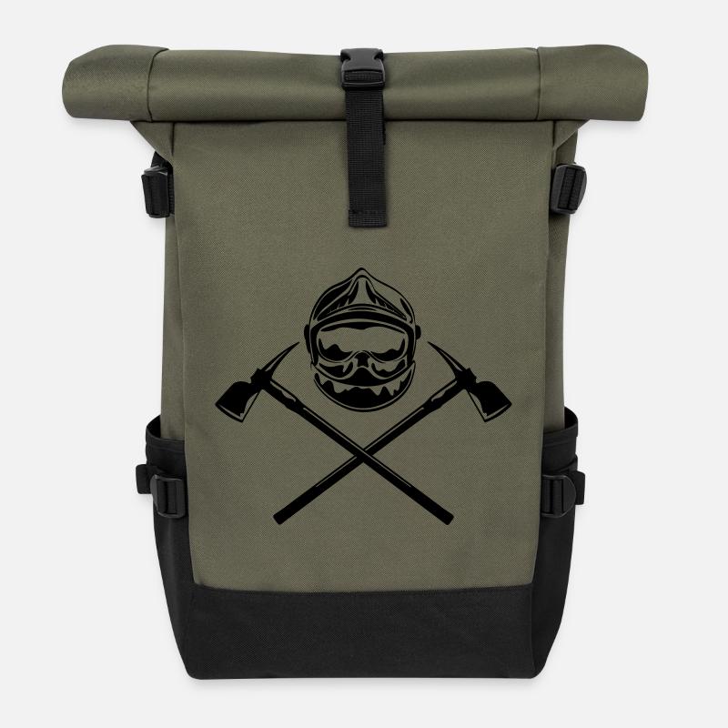 casque_pompier_deux haches - Sac à dos roll top - olive/noir