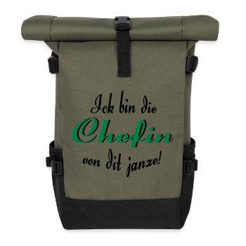 Chefin von dit janze - Rolltop Rucksack - Olive/Schwarz - Vorne