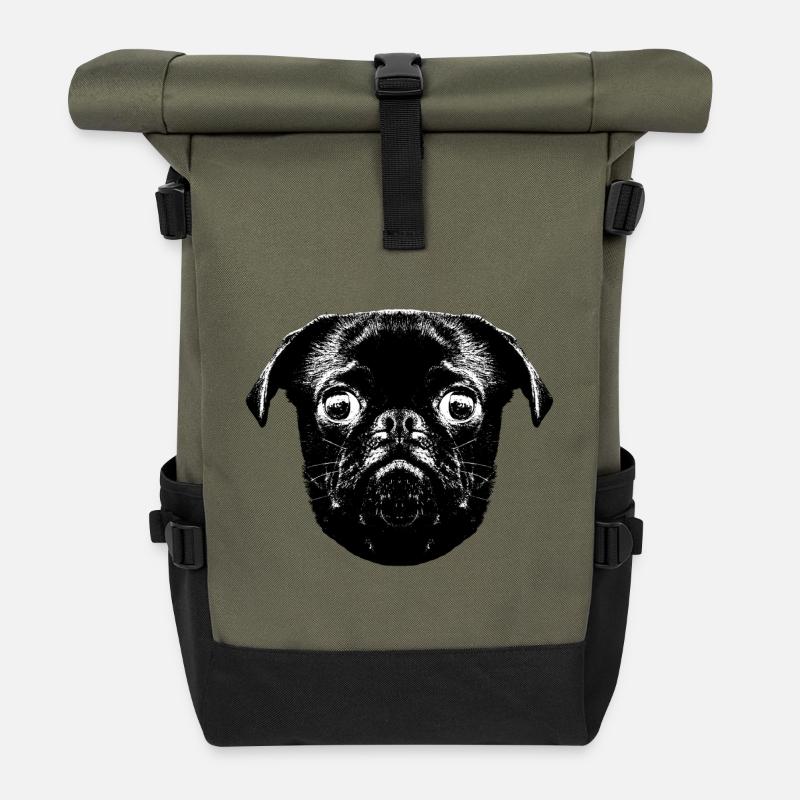 Otto's Mops hopst - Rolltop Rucksack - Olive/Schwarz