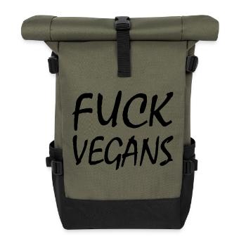 FUCK VEGANS - Roll Top Backpack - olive/black - Front