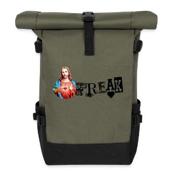 JESUS FREAK | Jesus Christ | Jesus Christus - Rolltop Rucksack - Olive/Schwarz - Vorne