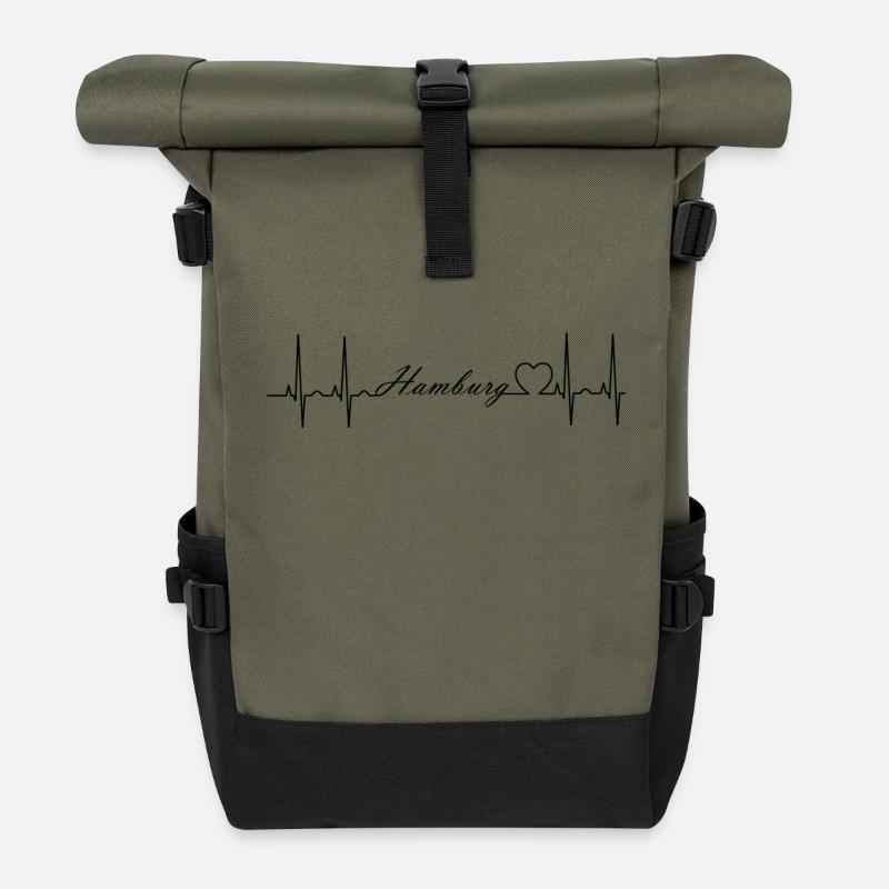 Hamburg - Rolltop Rucksack - Olive/Schwarz