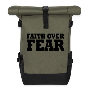 Faith over fear - Rolltop Rucksack - Olive/Schwarz - Vorne
