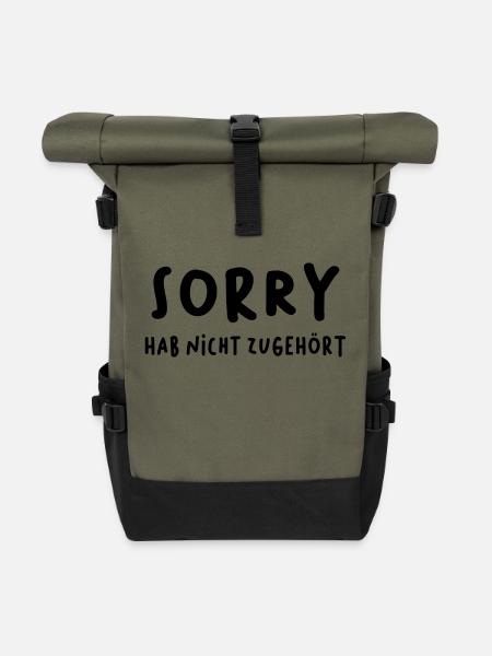 sorry hab nicht zugehört - Rolltop Rucksack - Olive/Schwarz