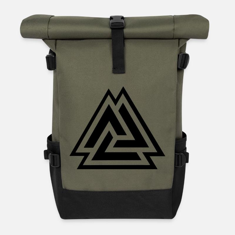 Valknut Knoten der Gefallenen in der Schlacht - Rolltop Rucksack - Olive/Schwarz