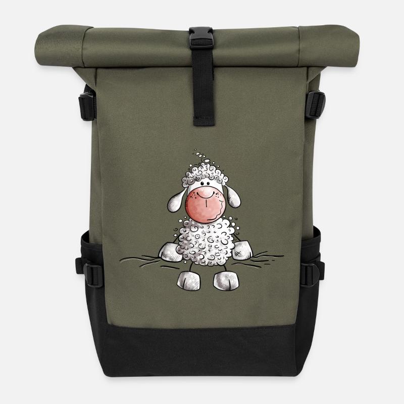 Kleines Schaf I Lustiges Schäfchen I Fun - Rolltop Rucksack - Olive/Schwarz