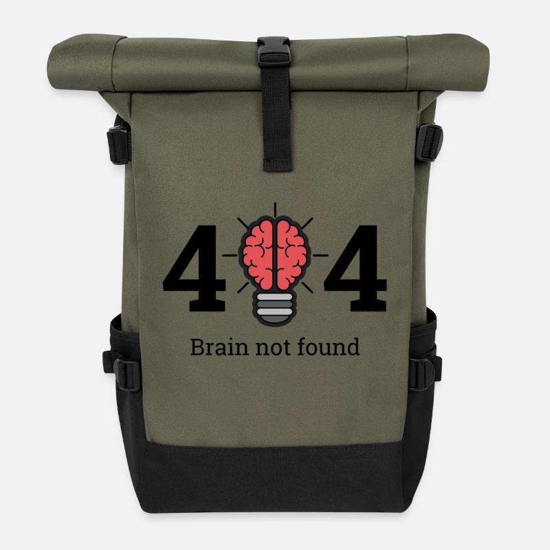 404 - cerveau introuvable - Sac à dos roll top - olive/noir