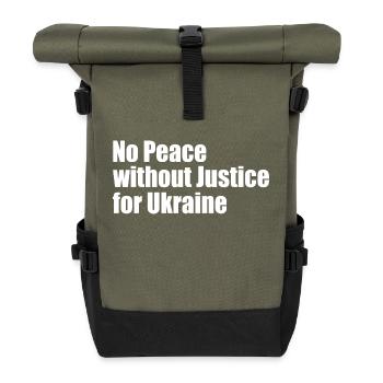 No peace without justice for ukraine - Rolltop Rucksack - Olive/Schwarz - Vorne