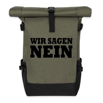 Wir sagen nein - Rolltop Rucksack - Olive/Schwarz - Vorne