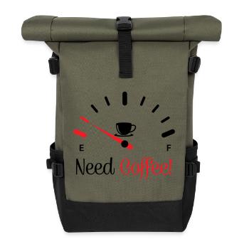 Need Coffee 1 - Roll Top Backpack - olive/black - Front