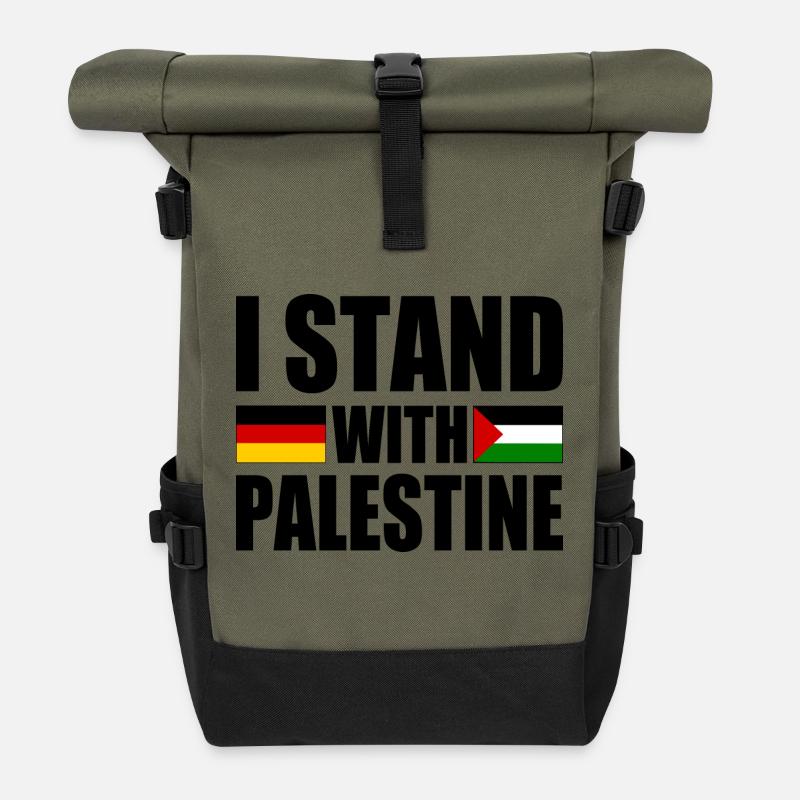 I stand with palestine - Roll Top Backpack - olive/black