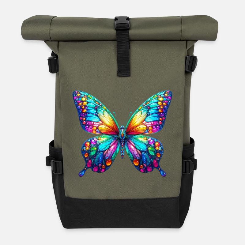 Schmetterling - Rolltop Rucksack - Olive/Schwarz