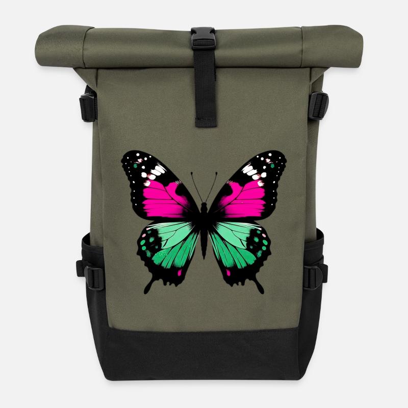 Schmetterling - Rolltop Rucksack - Olive/Schwarz
