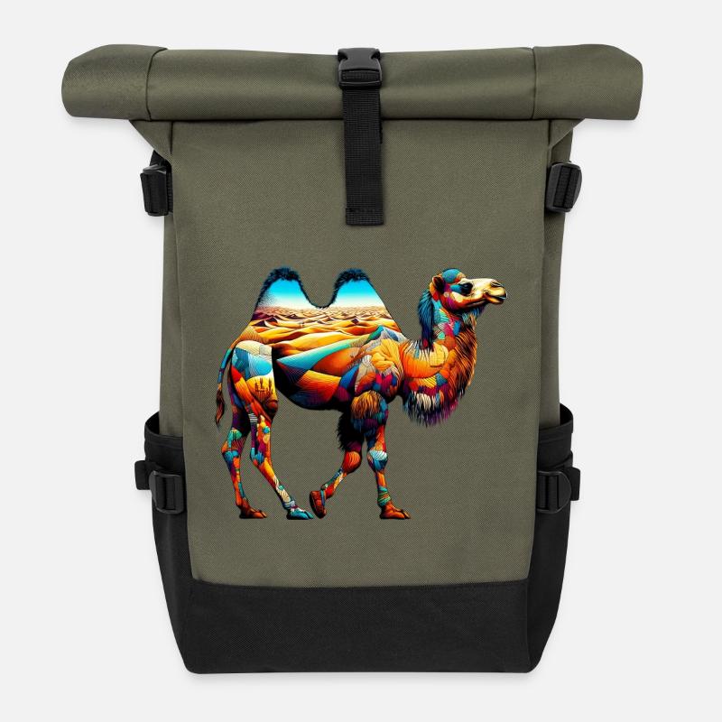 Kamel - Rolltop Rucksack - Olive/Schwarz
