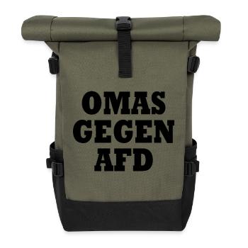 Omas gegen afd - Rolltop Rucksack - Olive/Schwarz - Vorne