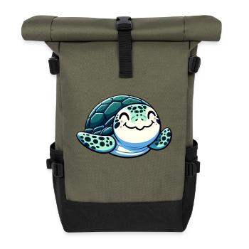 Charmante Meeresschildkröte - Rolltop Rucksack - Olive/Schwarz - Vorne