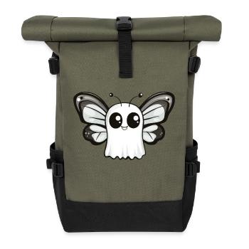 papillon Halloween bande dessinée fantôme - Sac à dos roll top - olive/noir - Devant