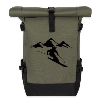 Skiing Ski motif for skiers Skiers - Roll Top Backpack - olive/black - Front