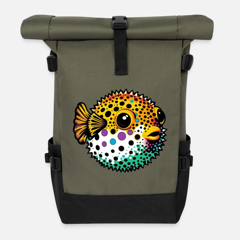 Kugelfisch - Rolltop Rucksack - Olive/Schwarz