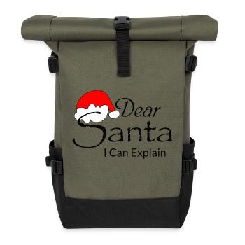 Dear Santa I Can Explain - Rolltop Rucksack - Olive/Schwarz - Vorne