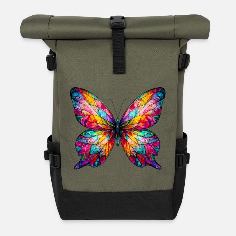 Schmetterling - Rolltop Rucksack - Olive/Schwarz