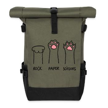 Pet Rock Paper Scissor - Roll Top Backpack - olive/black - Front