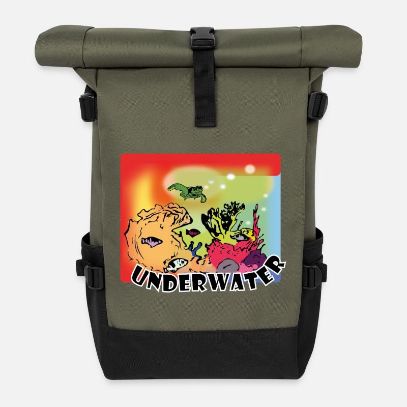 Unterwasserwelt - Rolltop Rucksack - Olive/Schwarz