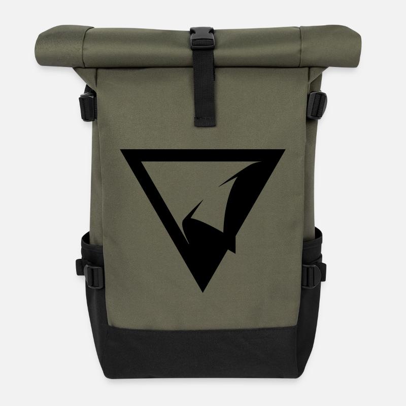 TRIANGLE PATCH - Roll Top Backpack - olive/black