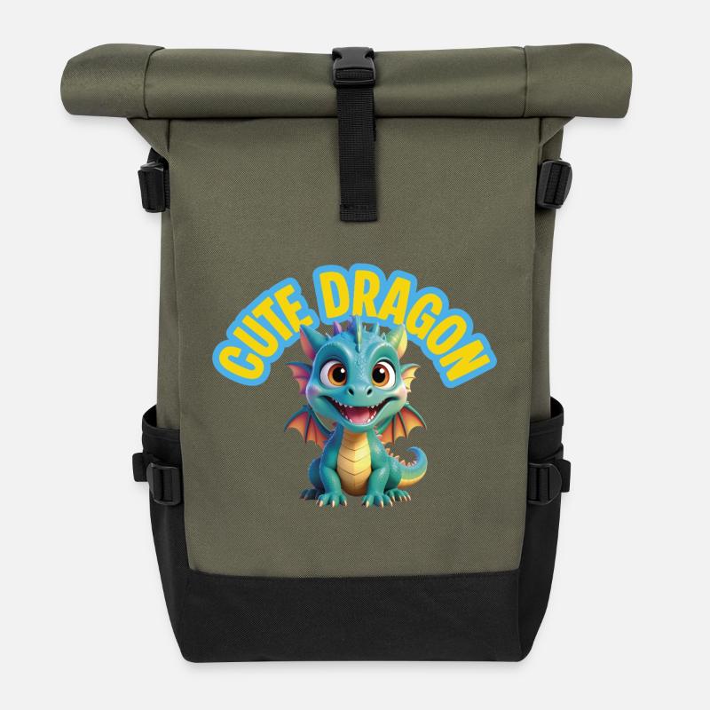 Dragon mignon - Sac à dos roll top - olive/noir