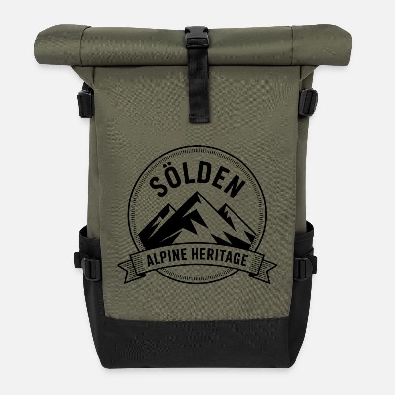 Sölden - Souvenir Design - Rolltop Rucksack - Olive/Schwarz
