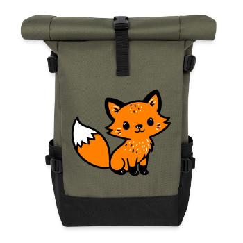 Fuchs Niedlich Comic - Rolltop Rucksack - Olive/Schwarz - Vorne