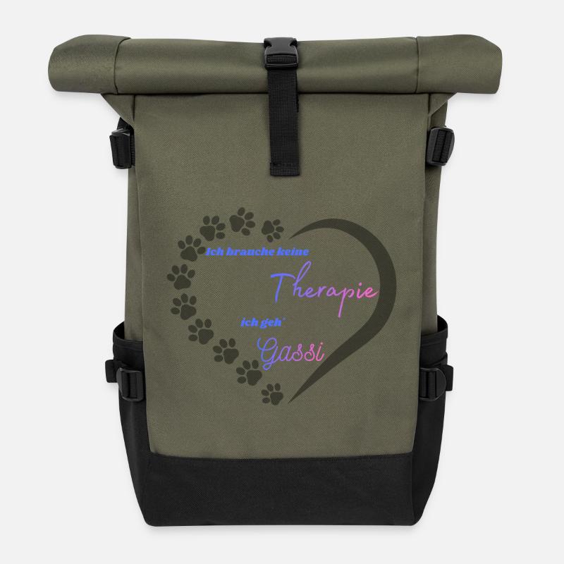 Walking instead of therapy Heart design - Roll Top Backpack - olive/black