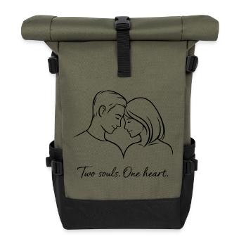 Zwei Seelen, ein Herz - Rolltop Rucksack - Olive/Schwarz - Vorne