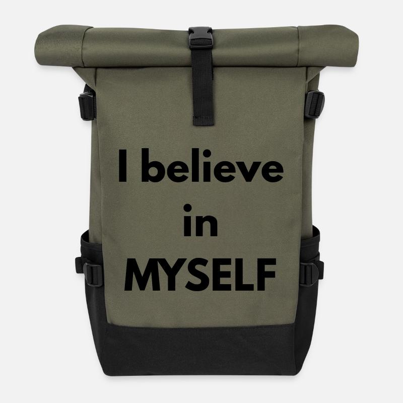 Ich glaube an MICH SELBST - Rolltop Rucksack - Olive/Schwarz
